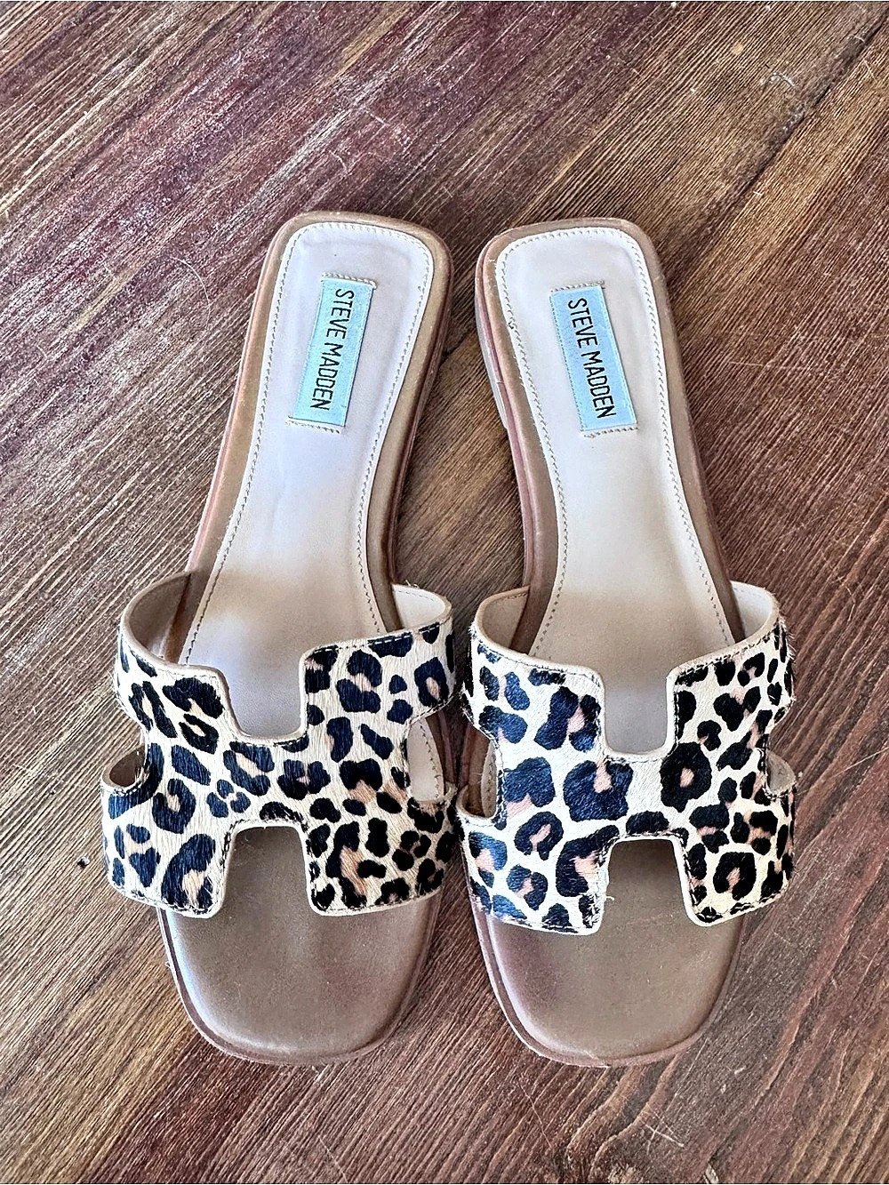 Steve Madden Hadyn Leopard Print Slide Sandals US 8